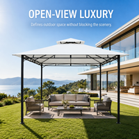 Gazebo de Acero de Doble Techo de 3x3m, Estructura Resistente de 40x40mm, Pabellón Exterior para Villa, Resort, Hotel, Comercial, Protección Solar, OEM