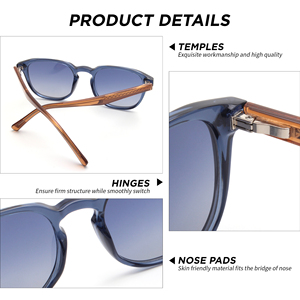 Gafas <span class=keywords><strong>de</strong></span> Sol <span class=keywords><strong>de</strong></span> Diseño <span class=keywords><strong>de</strong></span> Lujo para Hombre, Montura <span class=keywords><strong>Azul</strong></span> Clásica, Patillas Marrones, Logotipo Personalizado para Promoción <span class=keywords><strong>de</strong></span> Marca - Product Image 3