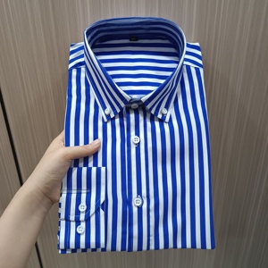 Moda <span class=keywords><strong>blu</strong></span> Navy con <span class=keywords><strong>camicia</strong></span> <span class=keywords><strong>bianca</strong></span> <span class=keywords><strong>a</strong></span> <span class=keywords><strong>righe</strong></span> <span class=keywords><strong>a</strong></span> manica lunga da <span class=keywords><strong>uomo</strong></span> - Product Image 1