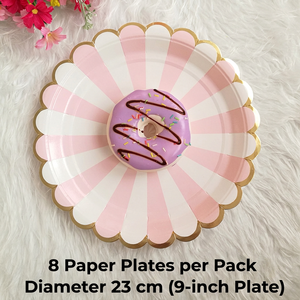 Service de vaisselle jetable moderne en papier avec bordure géométrique dorée à la feuille d'or pour mariage et fête d'anniversaire - Product Image 2