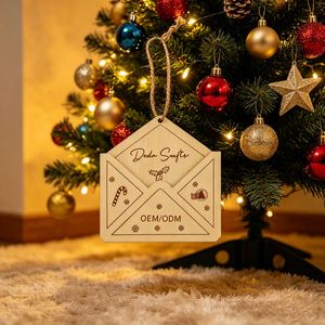 Decorazione Natalizia <span class=keywords><strong>in</strong></span> <span class=keywords><strong>Legno</strong></span> Tagliato al Laser, Lettera per Babbo Natale con Busta, Ornamento <span class=keywords><strong>da</strong></span> Appendere - Product Image 2