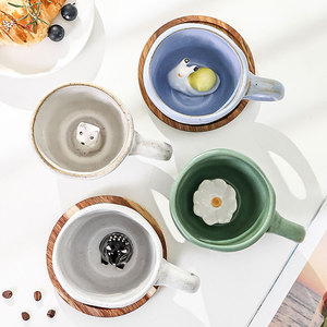 <span class=keywords><strong>Tazza</strong></span> in ceramica per la colazione personalizzata <span class=keywords><strong>tazza</strong></span> di latte per il tè per i regali moderna 3D cartone animato creativo Zou Ju Dog Cat lumaca - Product Image 2