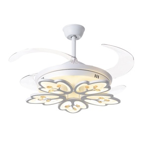 Ventilateurs de plafond LED modernes en fer, haute luminosité, gradation tricolore, moteur CC, 5 pales, fabricant de Zhongshan, lumière de forme spéciale - Product Image 5