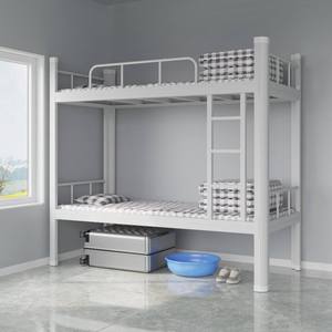 Высококачественные современные двухъярусные кровати из стали для студенческих общежитий с тумбой для обуви, для школ, квартир и арендного жилья - Product Image 2