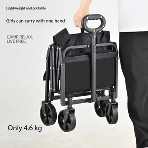 Troli Lipat Dorong Tangan untuk Rumah Tangga, Ukuran Kecil, Desain Tiga Palang, Warna Hitam [5-inci Dapat Dilepas], Cocok untuk Kebun, Luar Ruangan, dan Berkemah - Product Image 3
