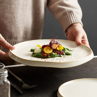Assiette ovale en porcelaine, plat en céramique, vaisselle écologique, passe au lave-vaisselle et au micro-ondes, résistant aux rayures, pour usage en restaurant