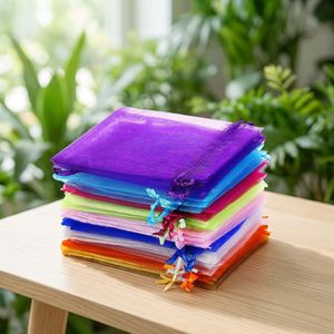 Sacs en organza brillant de couleur unie avec cordon de serrage, fabriqués en Chine, pour les cadeaux de mariage, les cosmétiques, les cadeaux et les bijoux - Product Image 3
