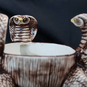 Supporto personalizzazione Barware ceramica tema animale carino condivisione ciotole Decorative 3 teste di serpente porcellana comune Tiki ciotola - Product Image 6