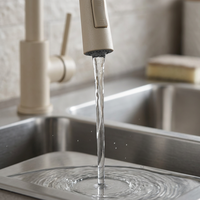 Robinet de cuisine moderne en acier inoxydable SUS304 avec douchette extractible pivotante à 360 degrés, mitigeur chaud/froid pour hôtel