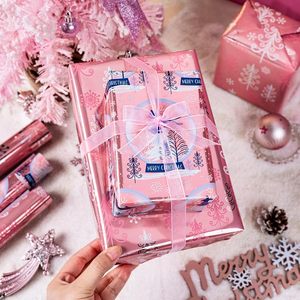 Pink aluminum coated reindeer <b>crystal</b> ball Christmas <b>tree</b> snowflakes Christmas gift wrapping paper Customizable - Product Image 4