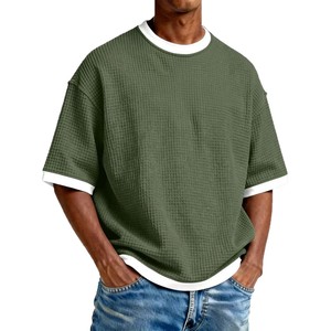 2026 Summer Men Crew Neck Color Block T <b>Shirt</b> Loose Casual Short Sleeve Sports Tee - Product Image 5
