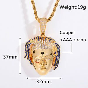 Collier avec pendentif <span class=keywords><strong>avatar</strong></span> de rappeur célèbre xxxtentacion, hip-hop, pavé de strass, glacé, bijoux <span class=keywords><strong>rock</strong></span> bling, nouveau, tendance - Product Image 6