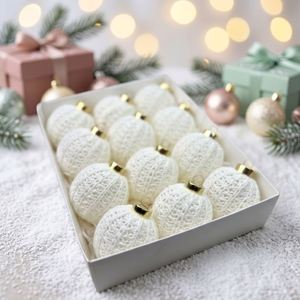 Ensemble de boules de Noël en fil tricoté, best-seller transfrontalier, décorations modernes et simples pour fêtes d'intérieur en Chine, vente en gros - Product Image 1