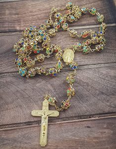 <span class=keywords><strong>Rosario</strong></span> con Perline di Cristallo Zirconia Colorate <span class=keywords><strong>Argento</strong></span> Cattolico con Medaglia Miracolosa Croce Crocifisso <span class=keywords><strong>Collana</strong></span> <span class=keywords><strong>Rosario</strong></span> Multicolore - Product Image 6