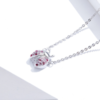 Collier pendentif coccinelle en argent sterling 925 avec micro-incrustation de zirconiums roses, animal mignon, tendance, cadeau de mariage ou de fiançailles pour femme et unisexe