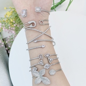 RAKOL BP2009 minimalist fine bridal jewelry Cz Cubic Zirconia <strong>bangle</strong> <strong>bracelet</strong> Gold <strong>Silver</strong> Material <strong>bracelets</strong> women - Product Image 6