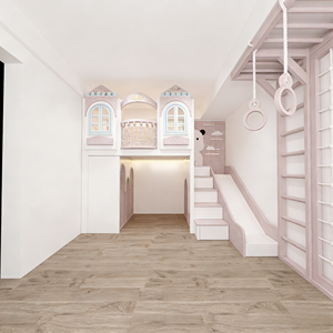 Letto a Castello in Legno Massello Personalizzato per 2 Bambini con Scivolo, Scale con Cassetti e Strutture per il Gioco per Camera da Letto - Product Image 2