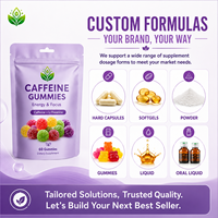 Gummies à la caféine naturelle OEM avec L-Théanine, 60 unités, complément énergétique et pour la concentration