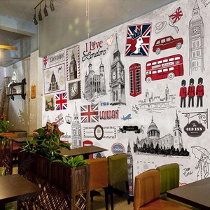 Carta da parati murale in stile Vintage britannico per caffè pub autoadesiva - Product Image 2