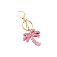 Porte-clés double face en strass, motif plante, pendentif métallique en forme de cocotier, accessoires scintillants pour clés de voiture, vente directe usine
