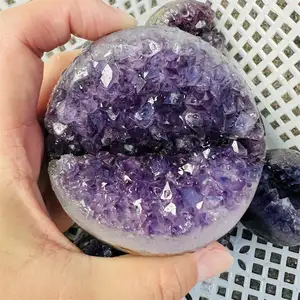 批发天然紫水晶团簇球紫色德鲁兹玛瑙大地晶球装饰用