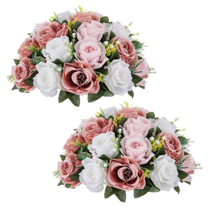 Boules de fleurs artificielles en soie florale <span class=keywords><strong>bordeaux</strong></span>, centres de table pour <span class=keywords><strong>mariage</strong></span>, décorations de table pour événements, <span class=keywords><strong>mariage</strong></span>, table à manger, maison - Product Image 4