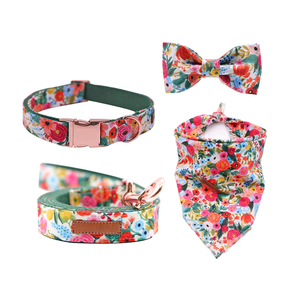 Pet Supplies <strong>Designer</strong> Luxury Custom Leather <strong>Dog</strong> <strong>Collar</strong> and Leash Set Puppy <strong>Collar</strong> Flower Nylon Metal Buckle - Product Image 2