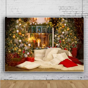<span class=keywords><strong>Fondo</strong></span> de Navidad árbol de Navidad Santa regalo ventana chimenea bebé familia retrato sesión fotográfica fondos de fotografía para estudio fotográfico - Product Image 6
