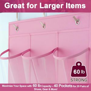 Over The Door <b>Shoe</b> Organizer 40 Pockets Clear PVC Waterproof Hanging Storage For Closet Bathroom Pink - Product Image 6