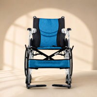 Fauteuil roulant manuel en aluminium certifié ISO avec siège en maille respirante et freins autobloquants