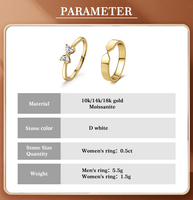 Noeud de nœud personnalisé flèche Design Au750 couleur rose coupe coeur Moissanite diamant pur or 14 carats 18 carats ensemble de bagues de mariage femmes homme