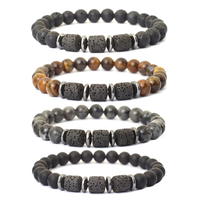 Bracelet en pierre naturelle œil de tigre, diffuseur cylindrique en pierre de lave, bracelet de guérison des chakras, bijoux en pierres précieuses pour hommes