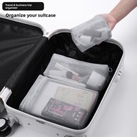 Sac cosmétique en maille respirante, pochette légère à fermeture éclair, organiseur de maquillage pliable pour les articles de toilette de voyage, les essentiels de gym