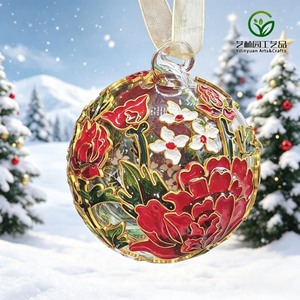 <span class=keywords><strong>Boule</strong></span> <span class=keywords><strong>de</strong></span> Noël en verre cloisonné peinte à la main avec motif <span class=keywords><strong>paon</strong></span>, décoration <span class=keywords><strong>de</strong></span> Noël, <span class=keywords><strong>boule</strong></span> en verre peinte - Product Image 1