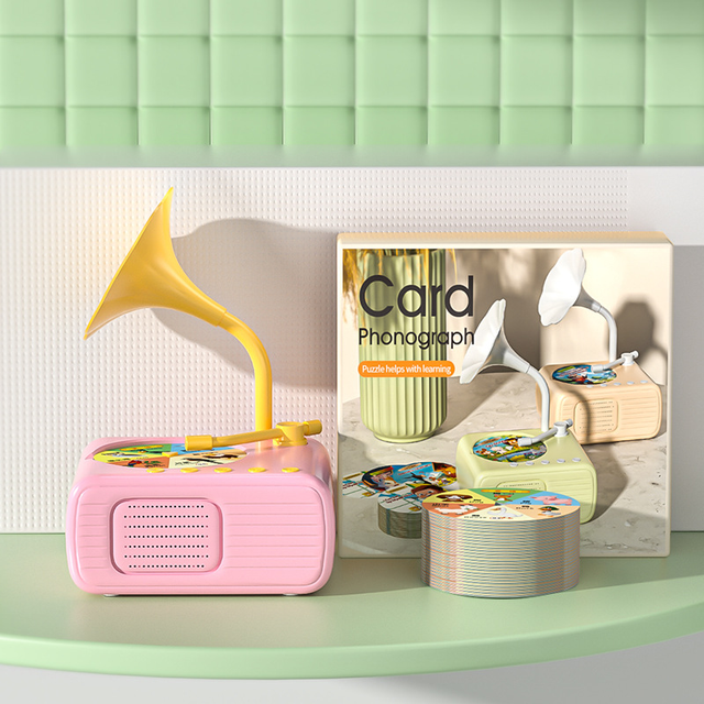 Kids Music Learning Toy, Toudel Phonograph Music Player Box with 96 Cards, Story & Song Phonograph Audio Book