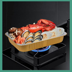 ภาชนะใส่อาหารชามอลูมิเนียมฟอยล์ทรงสี่เหลี่ยมผืนผ้าขนาด4670มล. แบบใช้แล้วทิ้งภาชนะบรรจุอาหารกล่องกลับบ้านสีทอง - Product Image 2