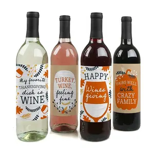 Bán buôn tùy chỉnh thiết kế đảng Wedding kỳ nghỉ trang trí dính không thấm nước nhãn sticker cho Wine Bottle