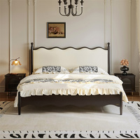 129002 Quanu France Style rétro Design écran de lit haut jambes en bois massif cadre de lit en bois de taille reine