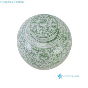RYVM45-A Vente en gros de pots à thé en céramique chinoiserie <span class=keywords><strong>vert</strong></span> et blanc à motifs floraux complets, <span class=keywords><strong>vase</strong></span> - Product Image 4