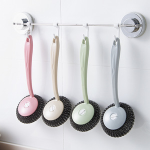 Stainless Steel Pot Scrubber Long Handle Steel Wool Cleaning Pad For Kitchen Pots And Pans - Product Image 1