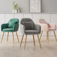 Sofás de Metal nórdico para oficina, silla individual de terciopelo, tapizada, moderna, de lujo, para el hogar y la sala de estar, juego de muebles, color rosa