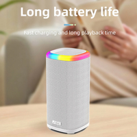 Kumaş Kaplı Taşınabilir Su Geçirmez RGB LED Işıklı Dış Mekan TWS Stereo Bas Kablosuz Hoparlör, 5.3 2000-3000mAh Pil ile
