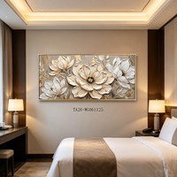 Tableau mural moderne en toile texturée 3D avec motifs floraux, peinture à l'huile de fleurs en feuille d'or de luxe, grande décoration murale abstraite pour salon