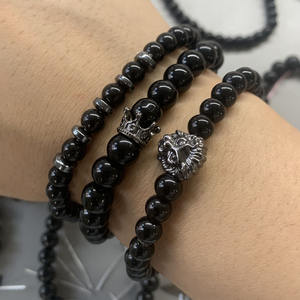 Gran oferta, pulsera con mancuernas de piedra de Lava volcánica negra Natural, joyería, pulseras de cuentas negras mate para Unisex - Product Image 4