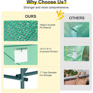 Serre-tunnel robuste avec 6 fenêtres en maille ventilée et porte <span class=keywords><strong>enroulable</strong></span> à glissière - Product Image 4