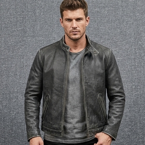 <span class=keywords><strong>Giacca</strong></span> da Moto in Vera Pelle per Uomo, 100% Pelle Bovina Autentica - Product Image 1