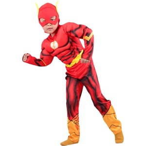 Costume Flash pour enfants, combinaison musculaire rouge et jaune, âge 8 à 13 ans, tenue de spectacle sur scène, Cosplay, tenue de fête d'halloween - Product Image 5