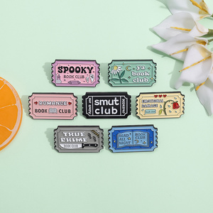Livre Club émail broches personnalisé lire toute la nuit livre Club broches revers Badges Vintage timbre drôle bijoux cadeau pour enfants amis - Product Image 2