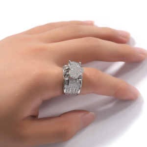 Nuovo Arrivo AAA Zircone a Forma di Cuore Anello Bling Bling Fuori Ghiacciato Di <span class=keywords><strong>Cristallo</strong></span> Donne Rapper Squilla I Monili - Product Image 4