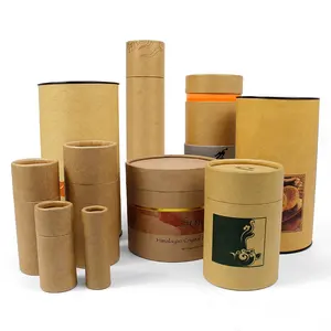 Eco friendly biodegradable lip balm container cosmetic kraft tube packaging round paper box for tea gift poster food